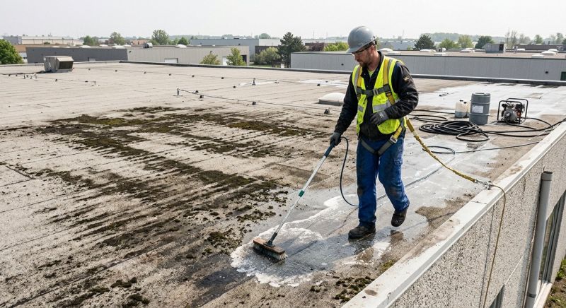 Commercial Roof Algae Cleaning